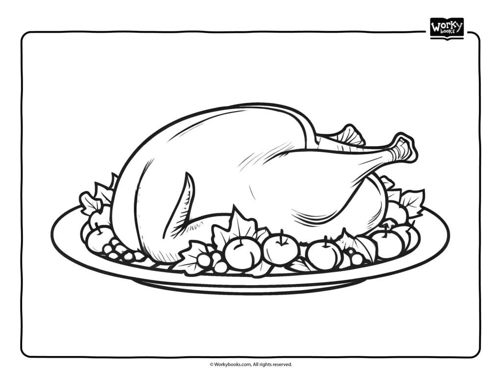 Thanksgiving feast coloring page