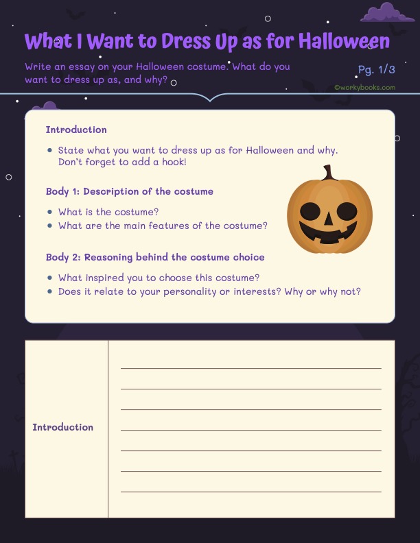 Dressing up - writing prompt worksheet Grade 4