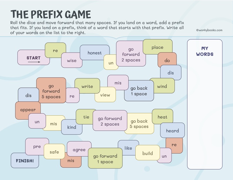 Board game for Prefix ending