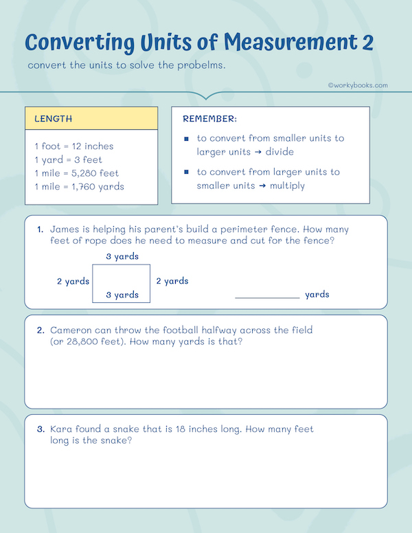 5th grade Worksheet on unit conversion