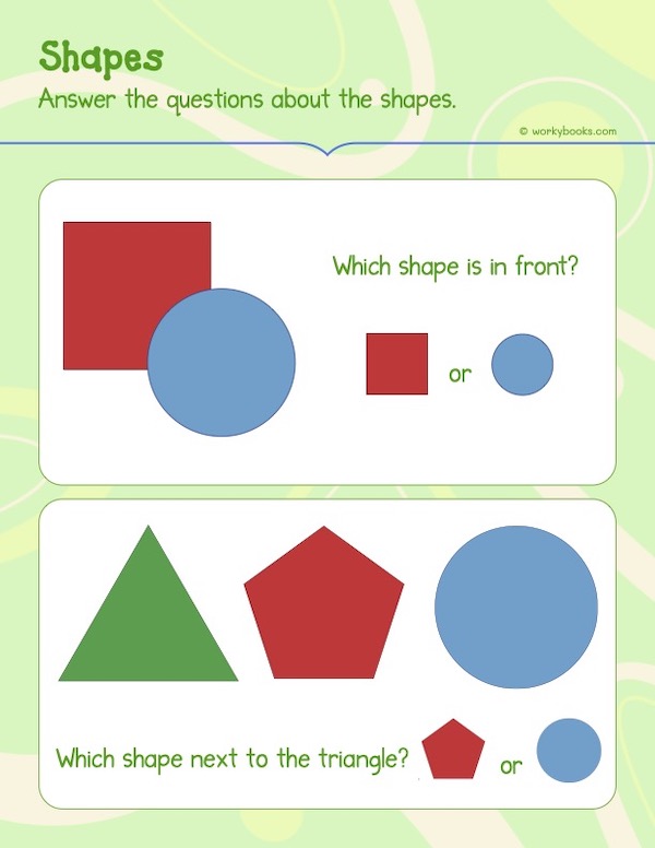 Position of shapes Worksheets