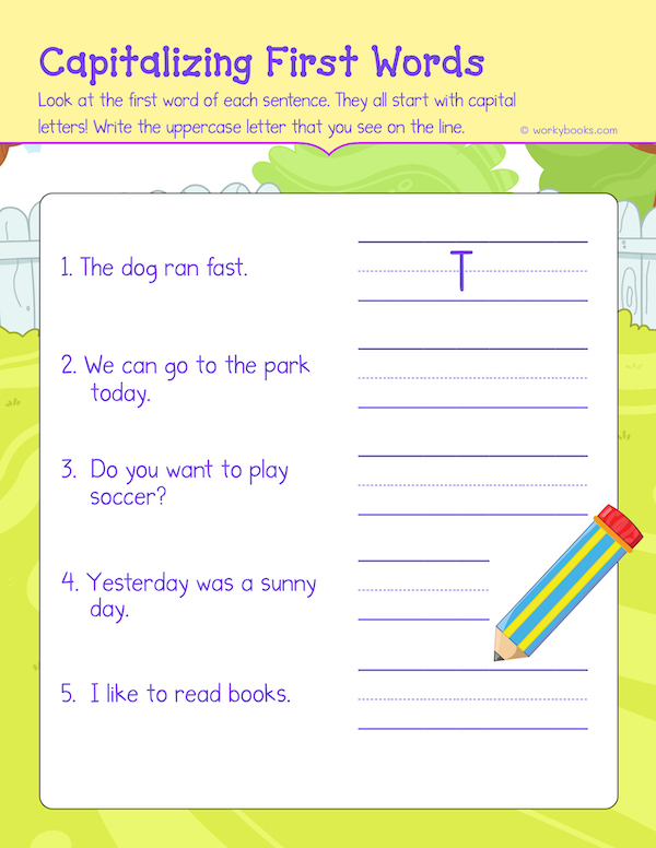 Capitaliszing Worksheet for Kindergarten