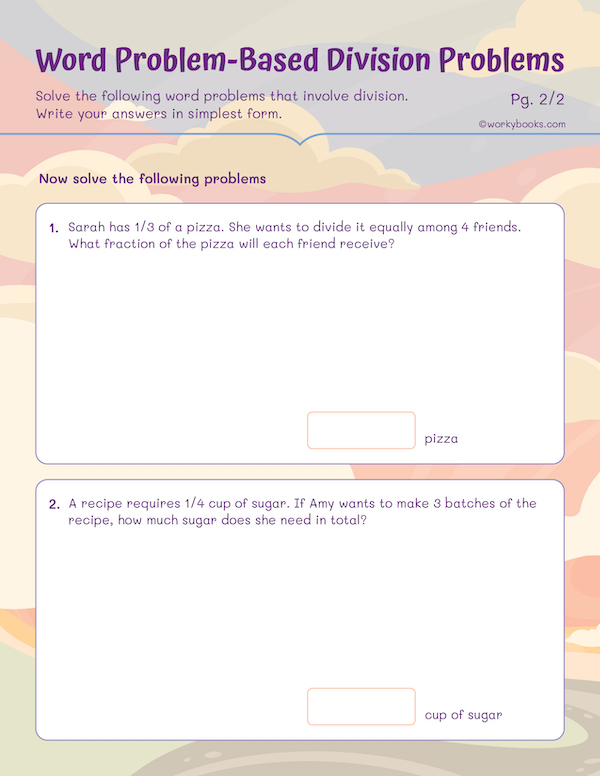 5th grade math word problem worksheets with division