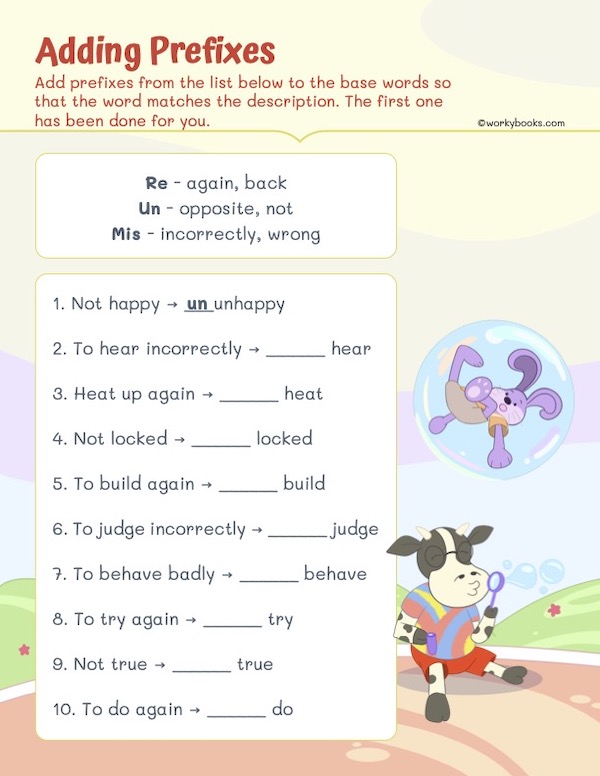 Grade 1 Prefix and Suffix Worksheet