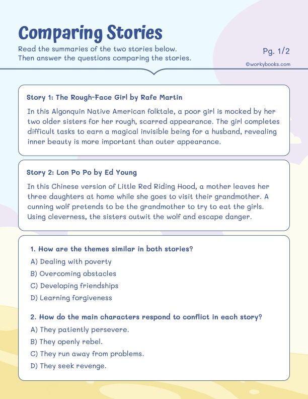 Students will read expanded summaries of a Native American folktale and Chinese folktale, then compare and contrast the themes, characters, settings, and genres by answering multiple choice questions.