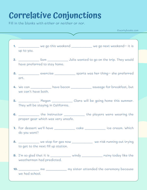 Correlative Conjunction worksheet