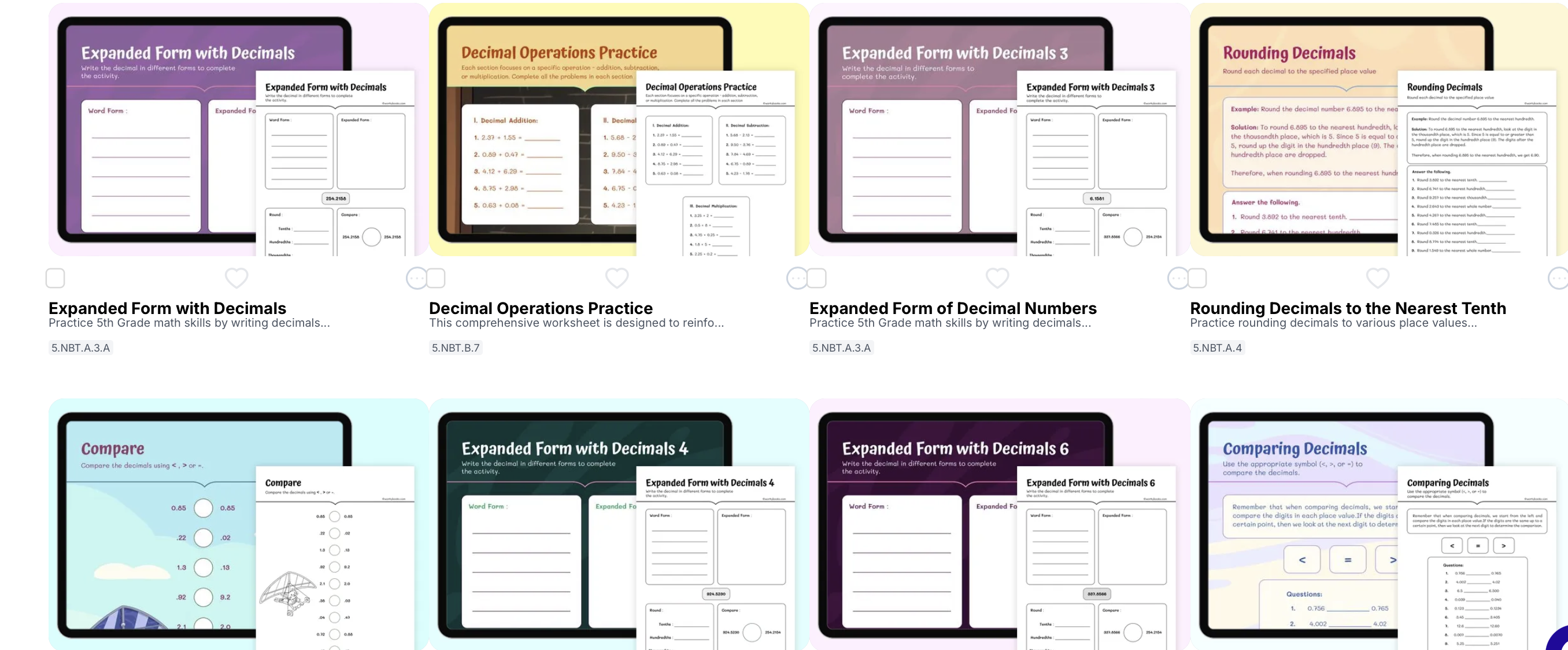 Decimal Worksheets